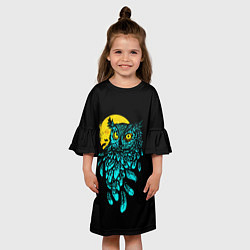 Платье клеш для девочки Night owl, цвет: 3D-принт — фото 2