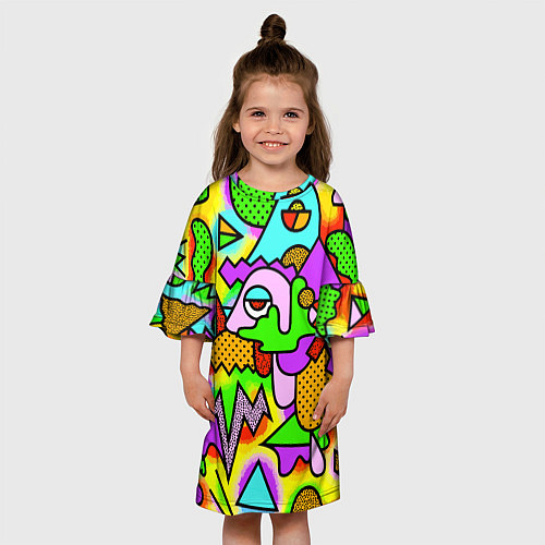 Детское платье Абстрактный цветной паттерн / 3D-принт – фото 3