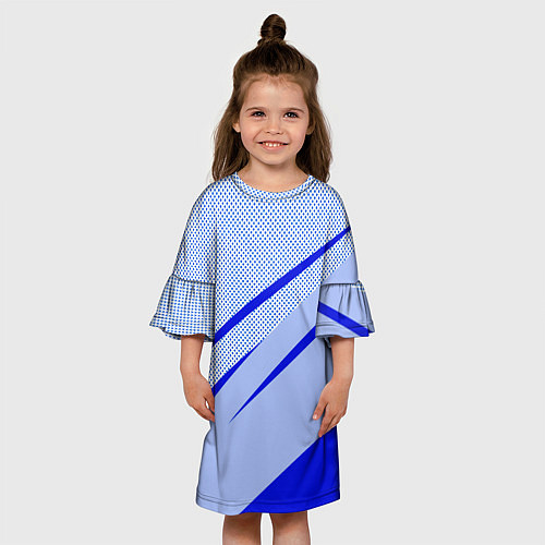 Детское платье Светло-синий текстура с полосой / 3D-принт – фото 3