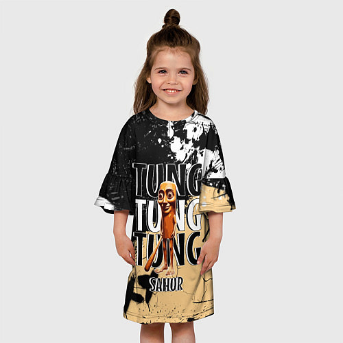 Детское платье Тунг тунг тунг сахур итальянские мемы / 3D-принт – фото 3