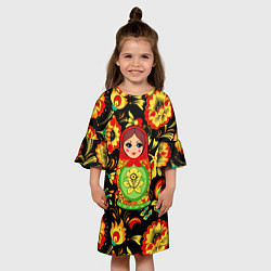 Платье клеш для девочки Русский стиль с матрёшкой, цвет: 3D-принт — фото 2