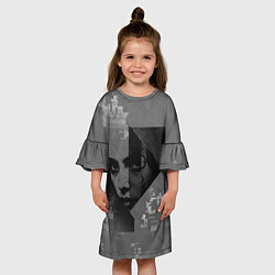Платье клеш для девочки Девушка на фоне гличей, цвет: 3D-принт — фото 2