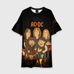 Платье клеш для девочки ACDC в мультяшном стиле, цвет: 3D-принт