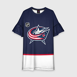 Платье клеш для девочки Коламбус Блю Джекетс хоккей, цвет: 3D-принт