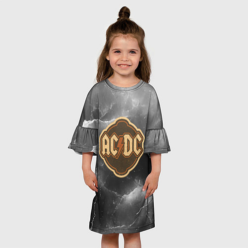 Детское платье ACDC ретро логотип / 3D-принт – фото 3