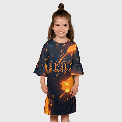 Детское платье ACDC оранжевый логотип / 3D-принт – фото 3
