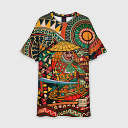 Платье клеш для девочки Цветной самурай, цвет: 3D-принт