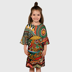 Платье клеш для девочки Цветной самурай, цвет: 3D-принт — фото 2