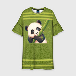 Платье клеш для девочки Панда и бамбук, цвет: 3D-принт