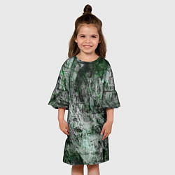 Платье клеш для девочки Абстракция - grey emerald rock, цвет: 3D-принт — фото 2