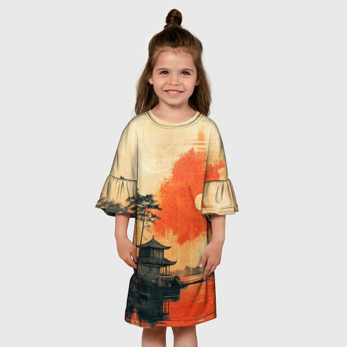 Детское платье Рыбацкий дом на закате / 3D-принт – фото 3