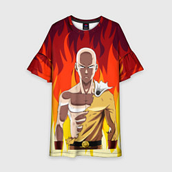 Платье клеш для девочки Saitama in fire, цвет: 3D-принт