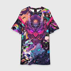 Платье клеш для девочки Стиль Cyberpunk, цвет: 3D-принт