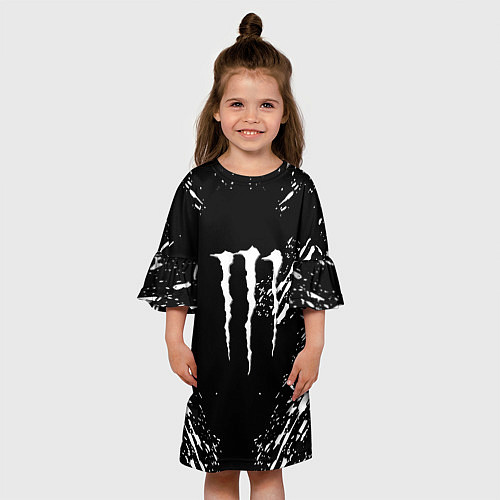 Детское платье Monster energy white splash / 3D-принт – фото 3