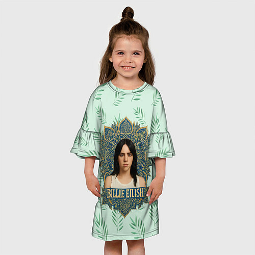 Детское платье Билли Айлиш рамка мандала / 3D-принт – фото 3