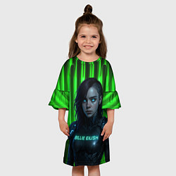 Платье клеш для девочки Билли Айлиш космический костюм, цвет: 3D-принт — фото 2