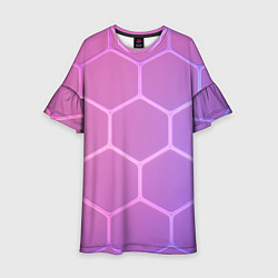 Детское платье Розовые неоновые соты