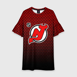 Платье клеш для девочки Нью Джерси Девилз - красный градиент, цвет: 3D-принт