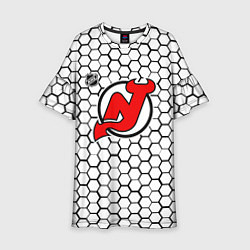 Платье клеш для девочки Нью Джерси Девилз - белые соты, цвет: 3D-принт