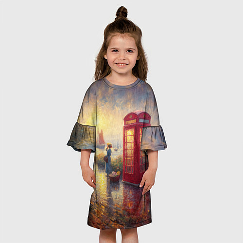 Детское платье Женщина у телефонной будки на набережной / 3D-принт – фото 3