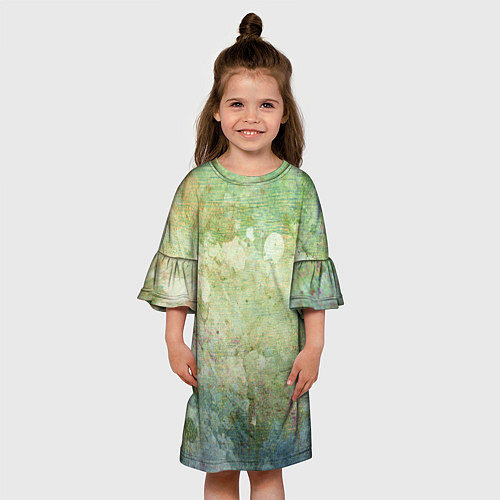 Детское платье Абстракция - faded spots on a green background / 3D-принт – фото 3