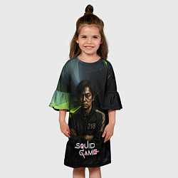 Платье клеш для девочки Игра в кальмара - игрок 218 скрещивает руки, цвет: 3D-принт — фото 2
