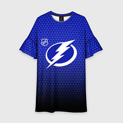 Платье клеш для девочки Тампа Бэй Лайтнинг - синий градиент, цвет: 3D-принт