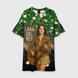Платье клеш для девочки Lana Del Rey играет на гитаре, цвет: 3D-принт
