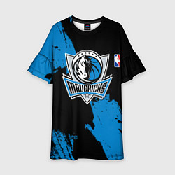 Платье клеш для девочки Даллас Маверикс - брызги краски, цвет: 3D-принт