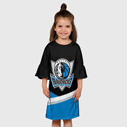 Платье клеш для девочки Даллас Маверикс - линии, цвет: 3D-принт — фото 2