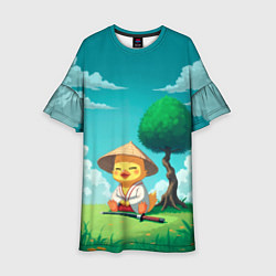 Детское платье Уточка в кимоно под миниатюрным деревом