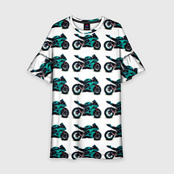 Платье клеш для девочки Motorbike light blue, цвет: 3D-принт