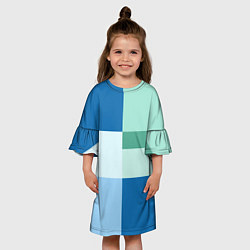 Платье клеш для девочки Мятное небо колор-блок, цвет: 3D-принт — фото 2