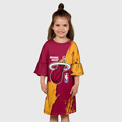 Платье клеш для девочки Майами Хит - разлитая краска, цвет: 3D-принт — фото 2