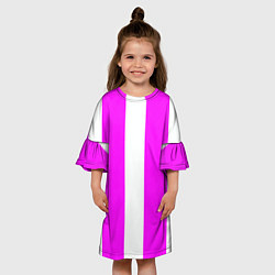 Платье клеш для девочки Color white pink line, цвет: 3D-принт — фото 2
