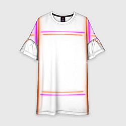 Платье клеш для девочки Neon white orange pink, цвет: 3D-принт