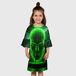 Платье клеш для девочки Неоновая голова, цвет: 3D-принт — фото 2