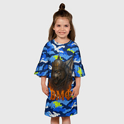 Платье клеш для девочки ВМФ злой медведь в шлеме, цвет: 3D-принт — фото 2