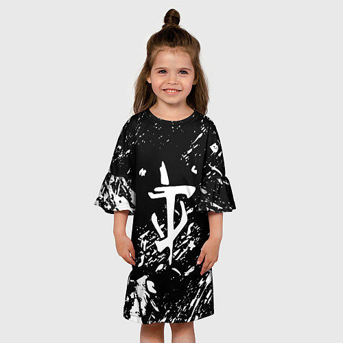Детское платье Doom белые краски штрихи / 3D-принт – фото 3