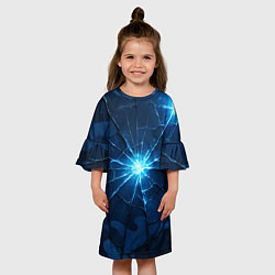 Платье клеш для девочки Синий камуфляж со вспышками, цвет: 3D-принт — фото 2