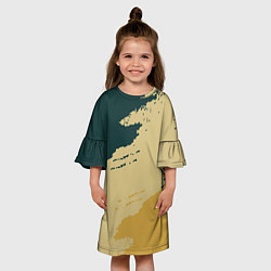 Платье клеш для девочки Желто-зеленые абстрактные полосы, цвет: 3D-принт — фото 2