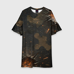 Платье клеш для девочки Камуфляж со следами от пуль, цвет: 3D-принт