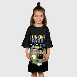 Платье клеш для девочки Линкин Парк мультяшный стиль, цвет: 3D-принт — фото 2