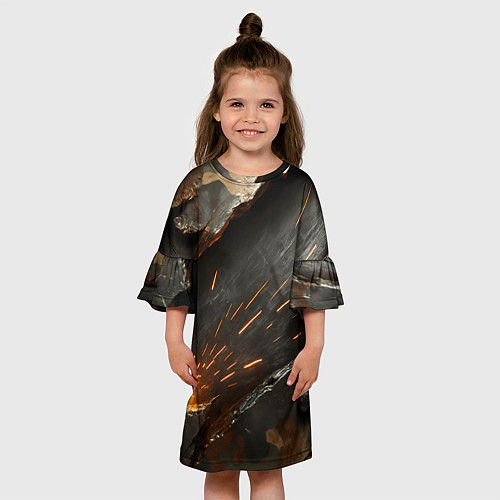 Детское платье Искры метала под камуфляжем / 3D-принт – фото 3