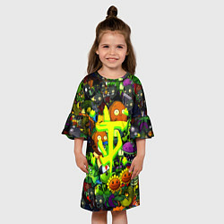 Платье клеш для девочки Растения против зомби x Дум лого, цвет: 3D-принт — фото 2