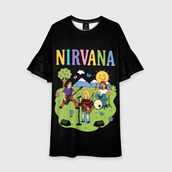 Платье клеш для девочки Нирвана мультяшный стиль, цвет: 3D-принт