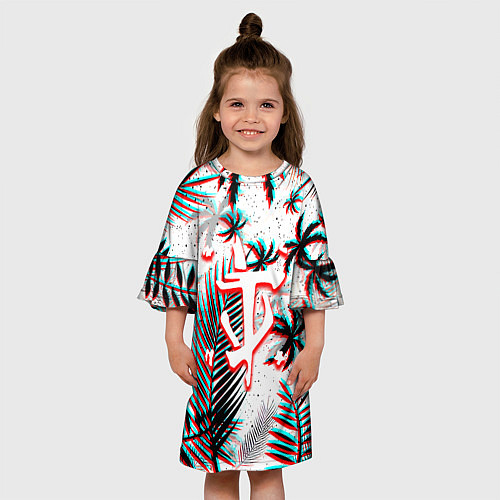 Детское платье Doom тропики глитч / 3D-принт – фото 3