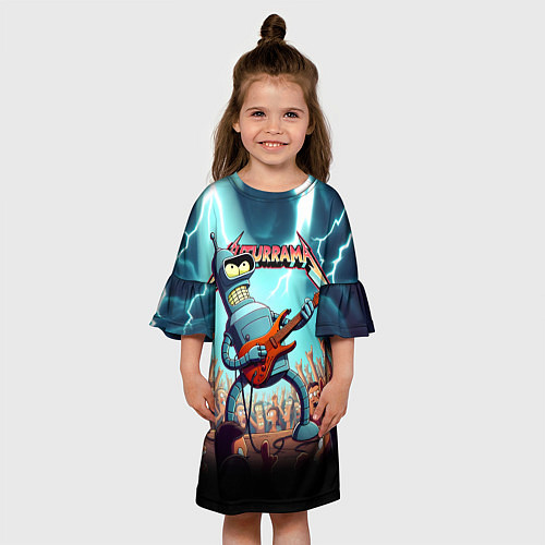 Детское платье Бендер рок гитарист - группа Футурама / 3D-принт – фото 3