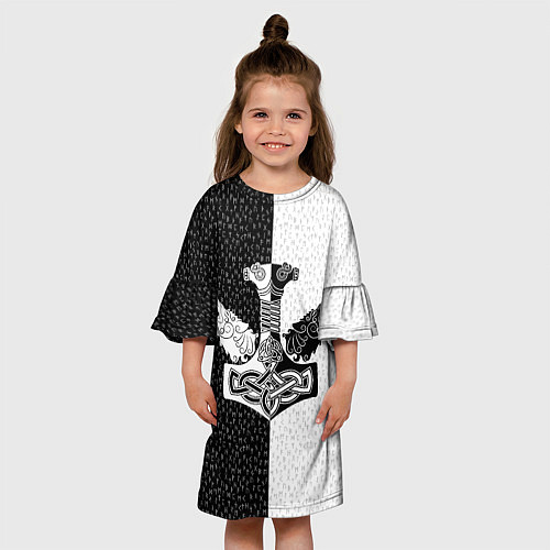 Детское платье Волки воины и знак молот тора в рунах / 3D-принт – фото 3