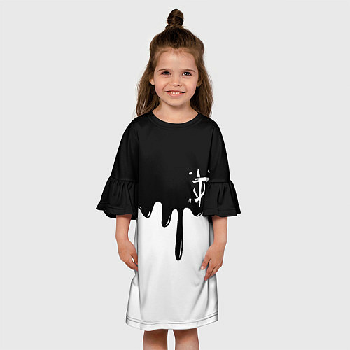 Детское платье Doom logo жидкие краски / 3D-принт – фото 3